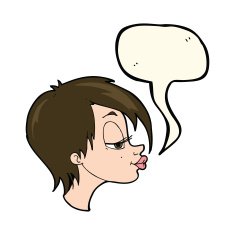 cartoon pretty woman with speech bubble N167