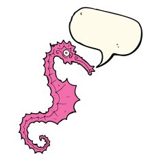 cartoon sea horse with speech bubble N13