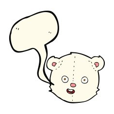 cartoon polar teddy bear head with speech bubble N4