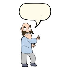 cartoon angry old man with speech bubble N85