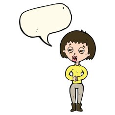 cartoon tired woman with speech bubble N18