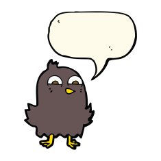 funny cartoon bird with speech bubble N79