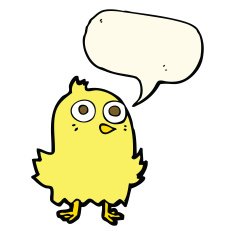 funny cartoon bird with speech bubble N80