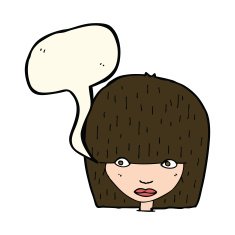 cartoon staring woman with speech bubble N32