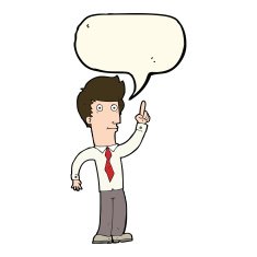 cartoon friendly man with idea speech bubble N7
