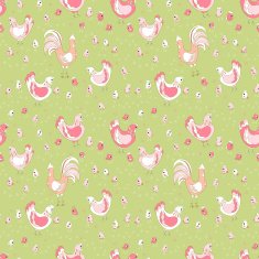 rooster hen and chicks seamless pattern