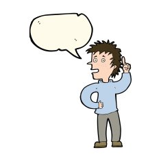 cartoon boy with idea speech bubble N48