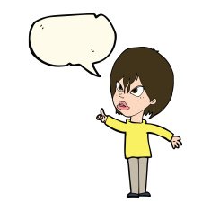 cartoon woman arguing with speech bubble N6