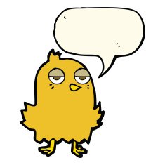cartoon bored bird with speech bubble N7