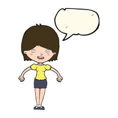 cartoon happy woman with speech bubble N154