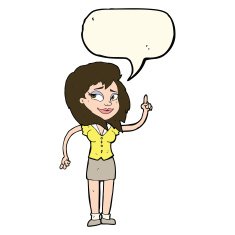 cartoon pretty woman with idea speech bubble N45