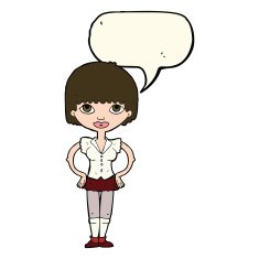 cartoon woman with hands on hips speech bubble N135