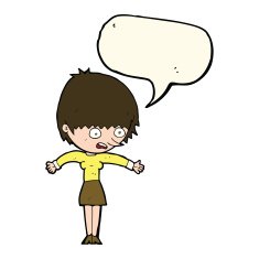 cartoon woman panicking with speech bubble N7