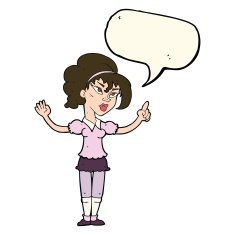 cartoon woman with idea speech bubble N152