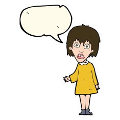 cartoon shocked woman with speech bubble N61