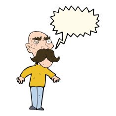 cartoon angry old man with speech bubble N86