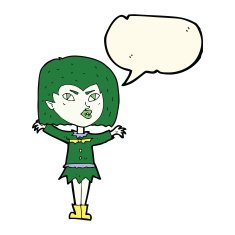 cartoon vampire girl with speech bubble N139