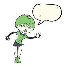cartoon vampire girl with speech bubble N140