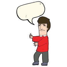 cartoon grumpy man with speech bubble N13