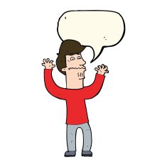 cartoon nervous man with speech bubble N85