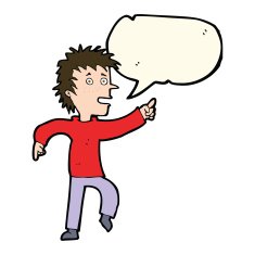 cartoon happy man pointing with speech bubble N37