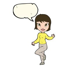 cartoon pretty woman waving with speech bubble N55