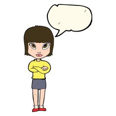cartoon woman with crossed arms speech bubble N31