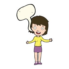 cartoon excited woman with speech bubble N81