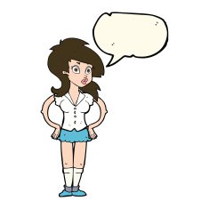 cartoon pretty woman with speech bubble N170