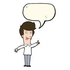 cartoon funny man with idea speech bubble N7
