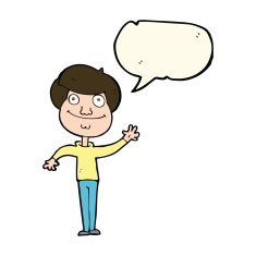 cartoon happy man waving with speech bubble N25