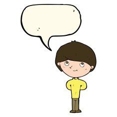 Cartoon happy boy with speech bubble N146