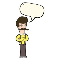 cartoon man with mustache speech bubble N54