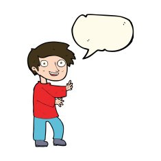 cartoon excited boy with speech bubble N91