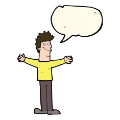 cartoon happy man with speech bubble N283