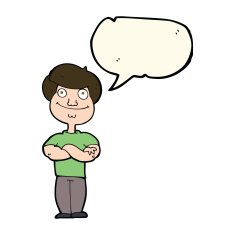 cartoon happy man with speech bubble N284