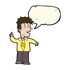 cartoon man with idea speech bubble N68