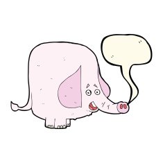 cartoon pink elephant with speech bubble N4