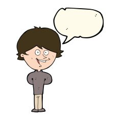 Cartoon happy boy with speech bubble N147