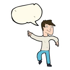 cartoon happy man pointing with speech bubble N38