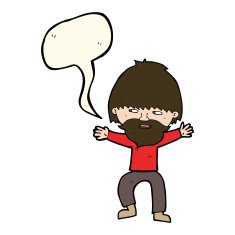 cartoon happy man with beard speech bubble N25