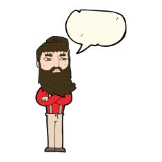cartoon serious man with beard speech bubble N13