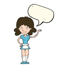 cartoon maid with speech bubble N25