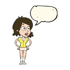 cartoon woman with hands on hips speech bubble N136