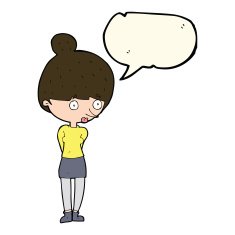 cartoon woman staring with speech bubble N19