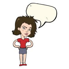 cartoon woman with hands on hips speech bubble N137