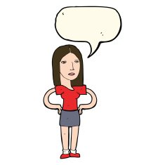 cartoon woman with hands on hips speech bubble N138