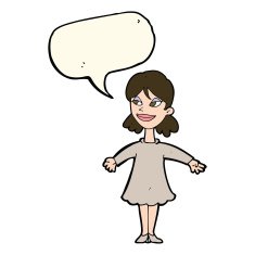 cartoon woman with open arms speech bubble N65