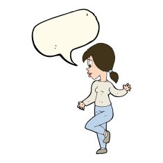 cartoon woman waving with speech bubble N215