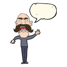 cartoon angry old man with speech bubble N87